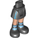 LEGO Black Hip with Basic Curved Skirt with Black Boots with Dark Azure Stripes with Thick Hinge (92820)