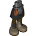 LEGO Noir Hanche avec Basic Incurvé Skirt avec Dark Orange Sash et Dark Tan Boots avec charnière épaisse (35614)