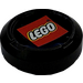 LEGO Svart Stor Hockey Puck med LEGO logotyp Klistermärke (44848)