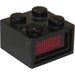 LEGO Zwart Light Steen 2 x 2 12 V met 3 plugholes en Transparant Rood Diffuser Lens