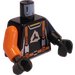 LEGO Zwart Minifig Torso Flex met Oranje Arm (973 / 73403)