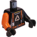 LEGO Sort Minifig Torso Flex med orange Arm (973 / 73403)