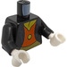 LEGO Black Minifig Torso with Black Jacket, Orange Waistcoat with Yellow Button (973 / 76382)