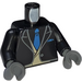 LEGO Zwart Minifig Torso met Zwart Suit, tan Vest en azure Tie (973)