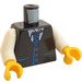 LEGO Black Minifigure Torso with Black Vest, Blue striped Tie (76382 / 88585)