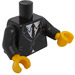 LEGO Negro Minifigura Torso con Traje Chaqueta over Blanco Camisa con Negro Tie y Uno Button (973 / 88585)