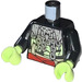 LEGO Zwart Ninjago Torso met Yellowish Groen Handen (973 / 76382)