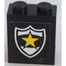 LEGO Zwart Paneel 1 x 2 x 2 met Politie Star Sticker zonder zijsteunen, volle noppen (4864)
