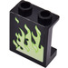 LEGO Black Panel 1 x 2 x 2 with Yellowish Green Flames (Left Side) Sticker with Side Supports, Hollow Studs (6268)