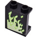 LEGO Black Panel 1 x 2 x 2 with Yellowish Green Flames (Right Side) Sticker with Side Supports, Hollow Studs (6268)
