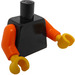 LEGO Svart Enkel Minifigur Kropp med Orange Vapen och Gul Händer (73403 / 76382)