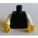 LEGO Zwart Vlak Torso met Wit Armen en Geel Handen (76382 / 88585)