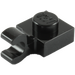 LEGO Schwarz Platte 1 x 1 mit Horizontaler Clip (Dick geöffneter O-Clip) (52738 / 61252)