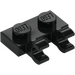 LEGO Schwarz Platte 1 x 2 mit Horizontal Clips (Clips mit flacher Vorderseite) (60470)