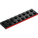 LEGO Schwarz Platte 2 x 8 mit Rot Seite (3034)