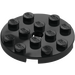 LEGO Black Plate 4 x 4 Round with Hole and Snapstud (60474)