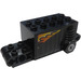 LEGO Zwart Pullback Motor 4 x 8 x 2.33 met Oranje, Wit en Zwart Vlam (Both Sides) Sticker (47715)
