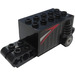 LEGO Zwart Pullback Motor 4 x 8 x 2.33 met Rood, Wit en Zwart Strepen Sticker (47715)
