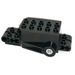 LEGO Schwarz Pullback Motor 9 x 4 x 2 1/3 mit schwarzer Basis, weißen Achslöchern und Bolzen an der vorderen Oberseite (32283)