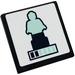 LEGO Black Roadsign Clip-on 2 x 2 Square with Aqua Statue Sticker with Open &#039;O&#039; Clip (15210)