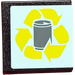 LEGO Czarny Roadsign Clip-NA 2 x 2 Kwadrat z Drink / Can Recycling logo Naklejka z otwartym klipsem „U”. (15210)