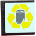 LEGO Black Roadsign Clip-on 2 x 2 Square with Drink / Can Recycling Logo Sticker with Open &#039;U&#039; Clip (15210)