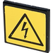 LEGO Czarny Roadsign Clip-NA 2 x 2 Kwadrat z Electricity Danger Sign Naklejka z otwartym klipsem „U”. (15210)