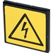 LEGO Black Roadsign Clip-on 2 x 2 Square with Electricity Danger Sign Sticker with Open &#039;U&#039; Clip (15210)
