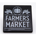 LEGO Black Roadsign Clip-on 2 x 2 Square with &#039;FARMERS MARKET&#039; with Open &#039;O&#039; Clip (15210)