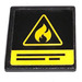 LEGO Black Roadsign Clip-on 2 x 2 Square with Fire Sticker with Open &#039;O&#039; Clip (15210)