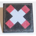 LEGO Schwarz Roadsign Clip-auf 2 x 2 Platz mit rot und Weiß St. Andrews Kreuz Aufkleber mit offenem &#039;U&#039;-Clip (15210)