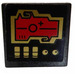 LEGO Black Roadsign Clip-on 2 x 2 Square with Red screen and Gold Knobs and Switches Sticker with Open &#039;O&#039; Clip (15210)