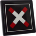 LEGO Black Roadsign Clip-on 2 x 2 Square with St. Andreas Cross Sticker with Open &#039;O&#039; Clip (15210)