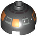 LEGO Black Round Brick 2 x 2 Dome Top (Undetermined Stud - To be deleted) with R2-D5 Pattern (55439)