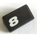 LEGO Black Slope 1 x 2 (31°) with &#039;8&#039; Sticker (85984)