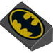 LEGO Schwarz Steigung 1 x 2 (31°) mit Batman Logo mit Kopf zum dicken Ende (36207 / 85984)