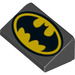 LEGO Sort Skråning 1 x 2 (31°) med Batman logo med hoved til tyk ende (36207 / 85984)