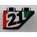 LEGO Zwart Helling 1 x 2 (45°) Omgekeerd met &#039;21&#039; (Links) Sticker (3665)