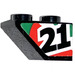 LEGO Zwart Helling 1 x 2 (45°) Omgekeerd met &#039;21&#039; (Rechtsaf) Sticker (3665)