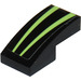 LEGO Black Slope 1 x 2 Curved with 2 Lime Stripes Sticker (3593)