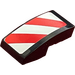 LEGO Black Slope 1 x 2 Curved with red and white danger stripes (left) Sticker (11477)