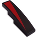 LEGO Black Slope 1 x 4 Curved with Black/Red diagonal part left Sticker (11153)