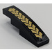 LEGO Black Slope 1 x 4 Curved with gold chevron on black background Sticker (11153)