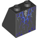 LEGO Zwart Helling 2 x 2 x 2 (65°) met Blauw Lightning Bolts met buis aan de onderzijde (3678 / 29373)