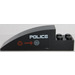 LEGO Black Slope 2 x 2 x 8 Curved with White &#039;POLICE&#039;, Red Arrow, Red and White Symbol Model Left Side Sticker (41766)