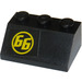 LEGO Black Slope 2 x 3 (45°) with &#039;66&#039; in Yellow Circle (left) Sticker (3038)