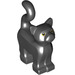 LEGO Schwarz Standing Katze mit Lange Schwanz mit Gelb Augen Muster (6175 / 22378)