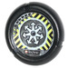 LEGO Black Technic Bionicle Weapon Throwing Disc with White Arrows and Yellow and Black Danger Stripes Pattern (32171)