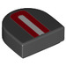 LEGO Black Tile 1 x 1 Half Oval with Red and White Lines (24246 / 49123)