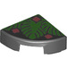 LEGO Zwart Tegel 1 x 1 Kwart Cirkel met Green Palm Bladeren (25269 / 82889)